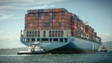 The containership MOL Majesty is shown at the Port of Los Angeles-Long Beach in this undated photo. (Photo: Jim Allen/FreightWaves)